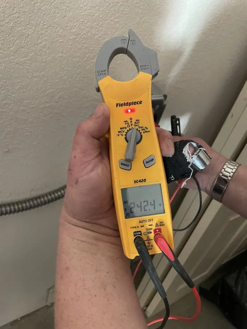 Voltage testing with clamp meter during Hot Tub / Pool Electrical Wiring in Anadarko